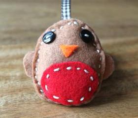 Robin Christmas Decoration Bird Red Handmade Felt on Luulla