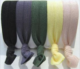 Hair Ties - Set Of 6 - Ultimate Neutrals Collection - Elastic Hair Ties ...