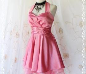 Cinderella Story II Goddess Cocktail Dress Asymmetric Hem Pink Satin ...