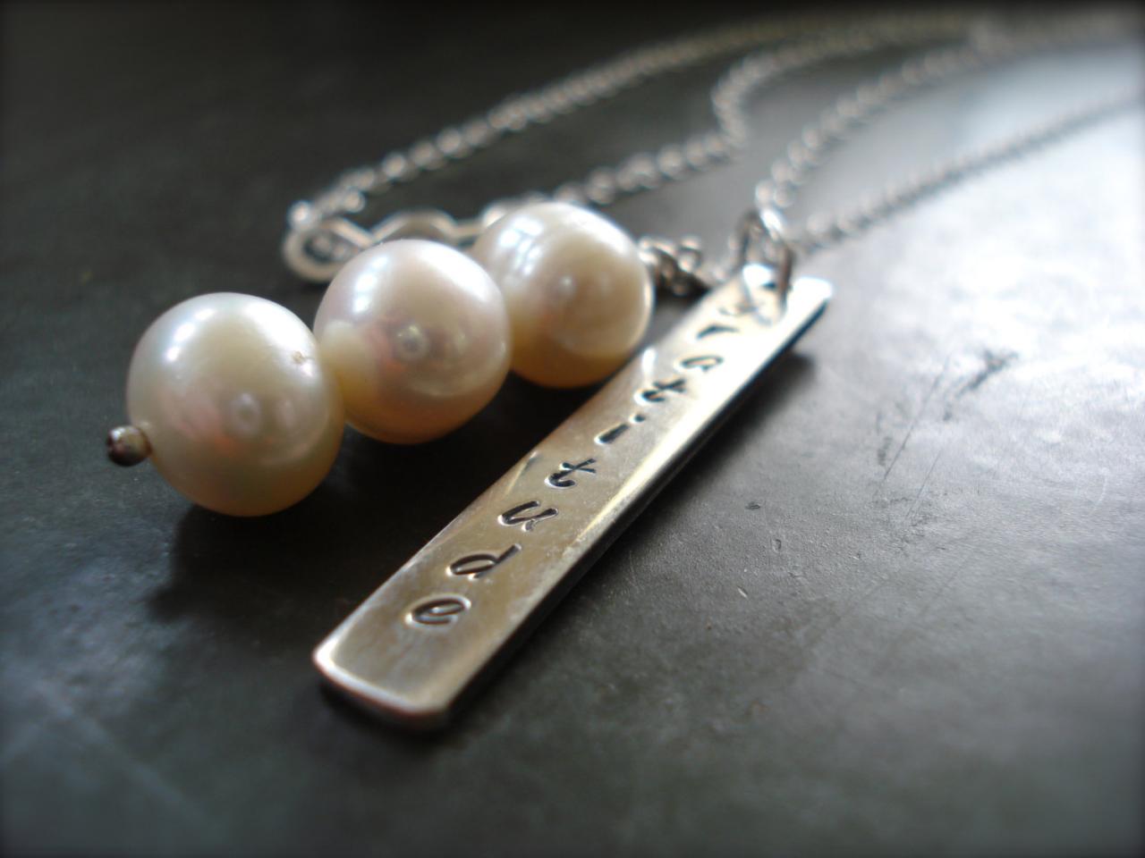 Personalized Pearl Necklace, Pearls Of Wisdom, Love And Gratitude.