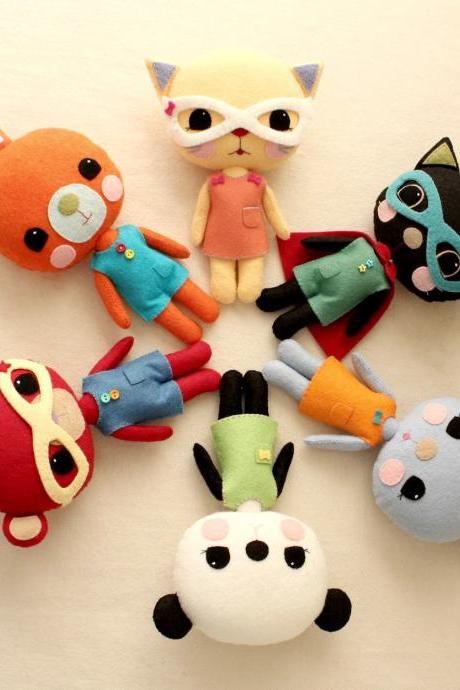 Plush Toy Pdf Pattern - Bunny, Kitty and Bear