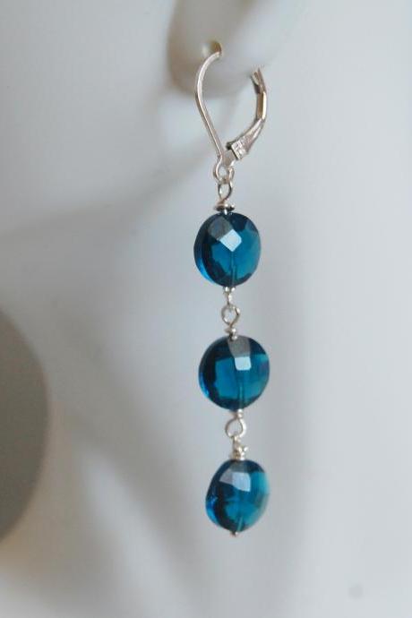  London blue quartz Earrings on Sterling Silver - Women's jewellery-Wedding Jewelry- Bridal Jewelry -Mother's Day