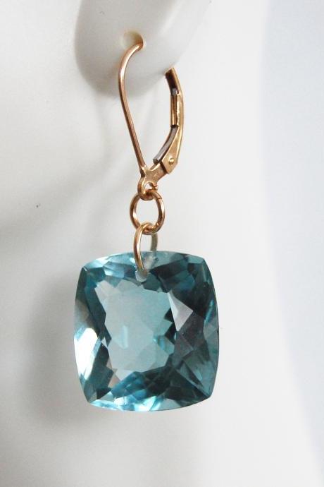 Gorgeous AAA Gem 35ct. Blue Aquamarine Dangle Drop Earrings- Wedding Jewelry- Bridal Jewelry