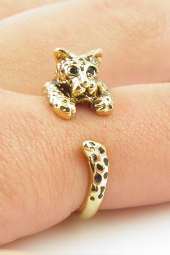Leopard Animal Wrap Ring - Shiny Gold