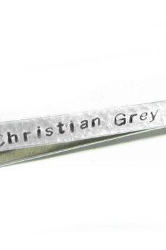 Hand Stamped Initial Tie Clip Bar Personalized Aluminum Custom Wedding Men Dad Gift Keepsake
