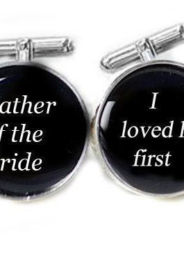 Black Father of the Bride Cufflinks Customize Glass Name Date Wedding Men Resin Photo Cuff Links Personalized Keepsake Gift