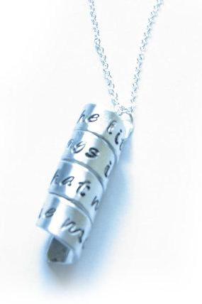 Personalized Vertical Spiral Hand Stamped Necklace Customize Pendant Chain Swirl Jewelry engraved gift birthday wedding