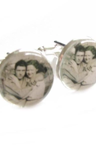 Customize Photo Cufflinks personalized keepsake glass gift for men father cuff links Wedding Birthday