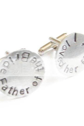 Father of the Bride Cufflinks Hand Stamped Wedding Men Cuff Links Personalized Keepsake Gift