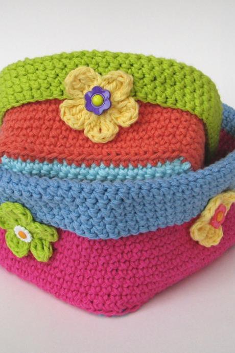 Crochet square basket - 2 sizes, crochet pattern, easy, Crochet Pattern PDF, Great for Beginners, Pattern No. 58