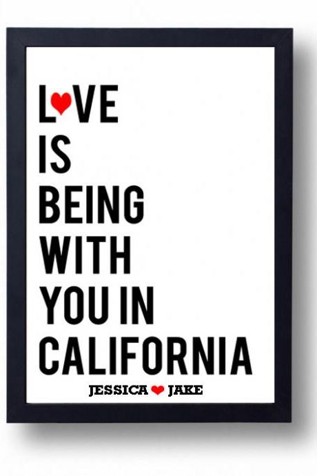I Love You Engagement, Anniversary, Wedding Present Gift - Love is Being with You in California