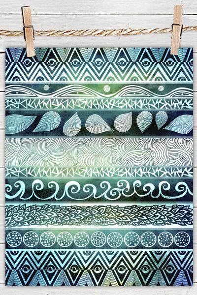 Poster Print 8x10 - Dreamy Tribal Pattern - For Your Home Decor