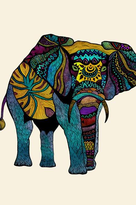 Poster Print 8x10 - Elephant of Namibia Tribal Illustration - For Your Home Decor