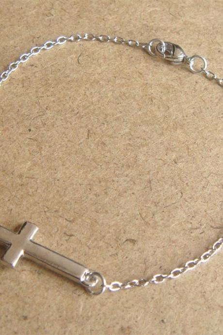 Cross Chain Bracelet, Simple Everyday Jewelry, Elegant gift, Bridesmaid Gift, Bridal Wedding Jewelry