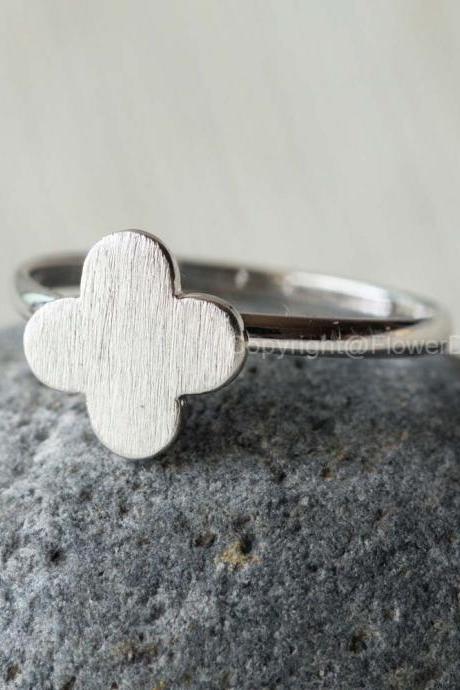 Cute Clover adjustable ring silver