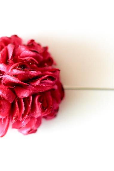 ESTHER-Dark Pink Men's flower Boutonniere/Buttonhole for wedding,Lapel pin,hat pin,tie pin