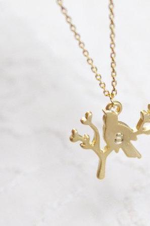  Personalized initial bird on branch necklace, initial jewelry, mothers day, family jewelry