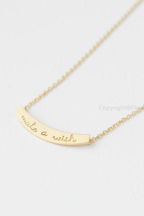 Make a Wish bar necklace in gold