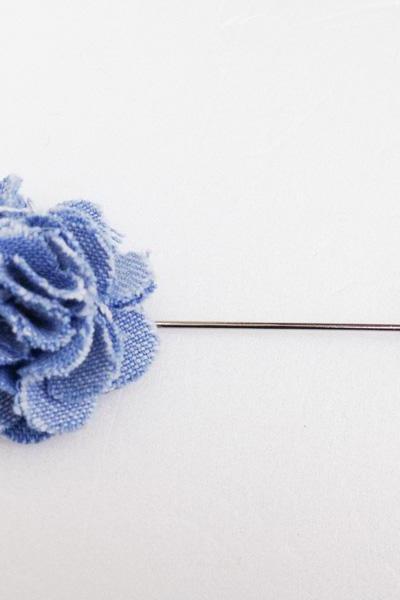 DENIM rose Blue Men's flower Boutonniere/Buttonhole for wedding,Lapel pin,hat pin,tie pin