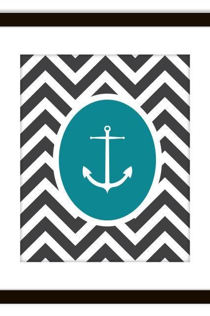 Nautical Chevron Anchor Printable Home Decor Art Print