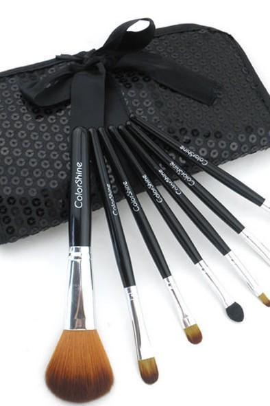 ColorShine High Qulity 7Pcs Pro Makeup Make Up Cosmetic Brush Set Kit w/ Leather Case - Black