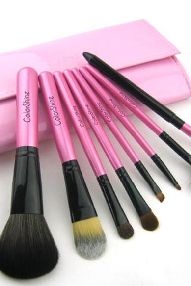 High Quality 8pcs animal clip-on cosmetic Pink Makeup brushes set 