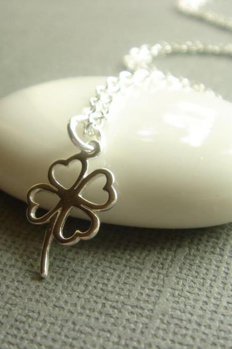 Irish Shamrock 4 Leaf Clover Sterling Silver Necklace