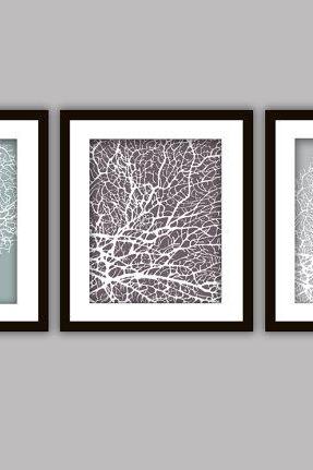 Bathroom Coral Art Prints, Set Of 3 In Any Colour(s)