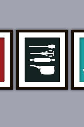 DISCOUNT Kitchen Art Print (ANY color, Set of Three)