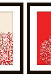 Bathroom Sea Coral Art Prints (Set of 2) in ANY colors