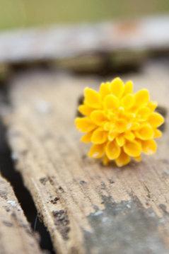 Mustard-Yellow Chrysanthemum Flower Adjustable Ring - Mustard