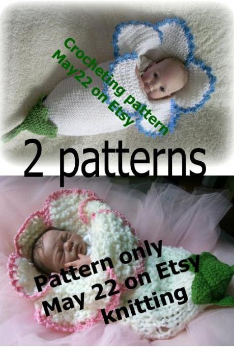 2 Two FLOWER Cocoon PDF PATTERNS KNITTING And CROCHETING Original Rima Design Lily Amaryllis Bell Baby Permission To Sell Finished Produc