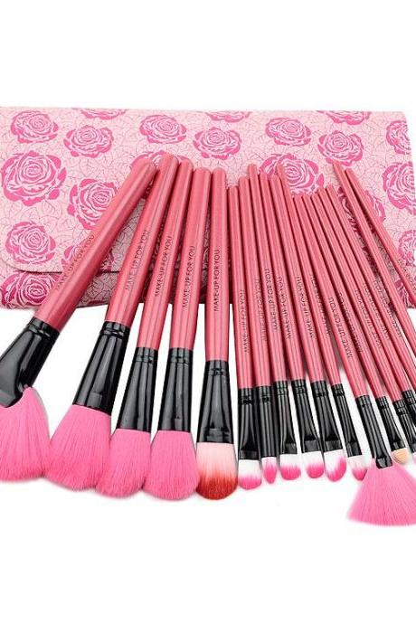 18PCS Professional Makeup Brush Set cosmetics make up brush set Tools kits with makeup brushes leather case