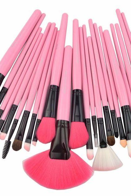 24pcs High Quality Professional Brush Set Hot Pink