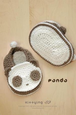Panda Baby Booties Crochet Pattern (pdf) By Kittying