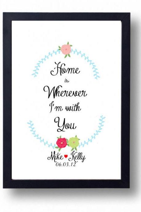 Home is Wherever I'm with You quote, Wedding Sign