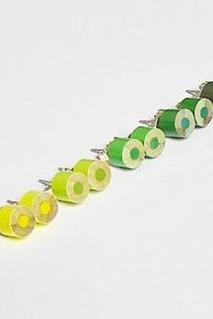 The Whole Set Of Yellow And Green Series Color Pencil Ear Studs (set Of 7 Pairs)