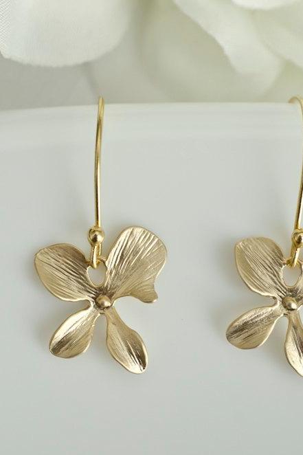 Gold/Silver Plated Orchid Earrings - Bridesmaid Earrings - Bridal Earrings - Gold/Silver Orchid Flower Earrings