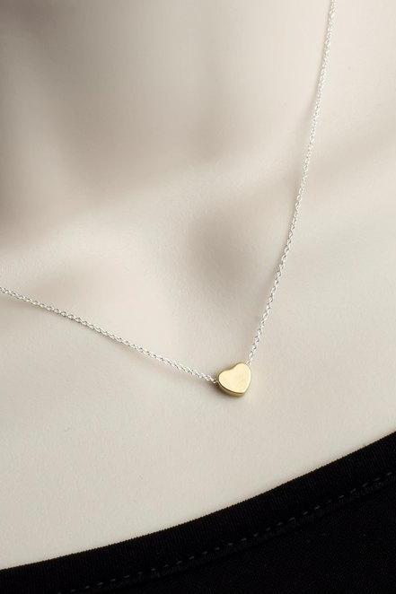 Heart Necklace, Tiny Gold Plated Heart Charm on Sterling Silver Chain, Bridal Shower, Everyday Necklace, Minimalist, Simple Necklace