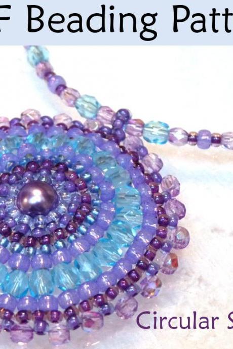 Beading Tutorial Pattern Necklace Pendant - Circular Brick Stitch - Simple Bead Patterns - Circular Splendor #586