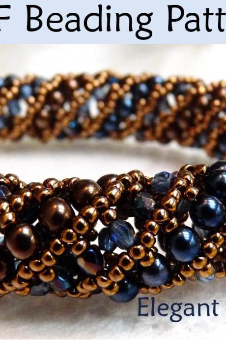 Netted Stitch Beading Pattern - Bracelet Necklace Jewelry Making Tutorial - Tubular - Simple Bead Patterns - Elegant Evening #30