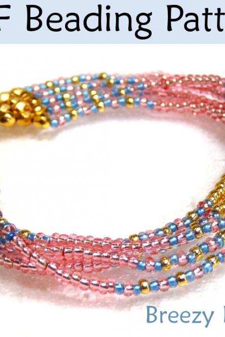 Jewelry Making Beading Tutorial Pattern Multi-strand Bracelet - Brick Stitch - Simple Bead Patterns - Breezy Beautiful #1330