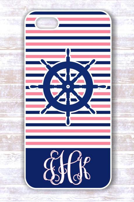 Iphone - Iphone 4/4S - Monogram Nautical Stripes Personalized Cover for IPhones