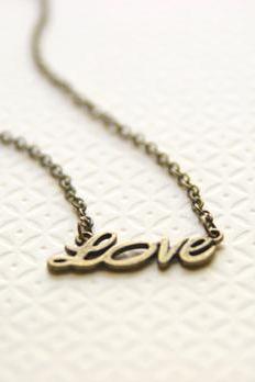 Love Necklace Antique Brass Tone Bridesmaid Gifts Maid of Honor Gifts Valentines Day Gift
