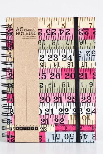 A5 Measuring Tape Fabric Wrapped Notebook with Elastic Band (choose from line / empty sheets)