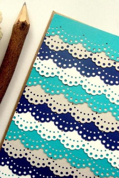 Ruffled Note Card In Blue
