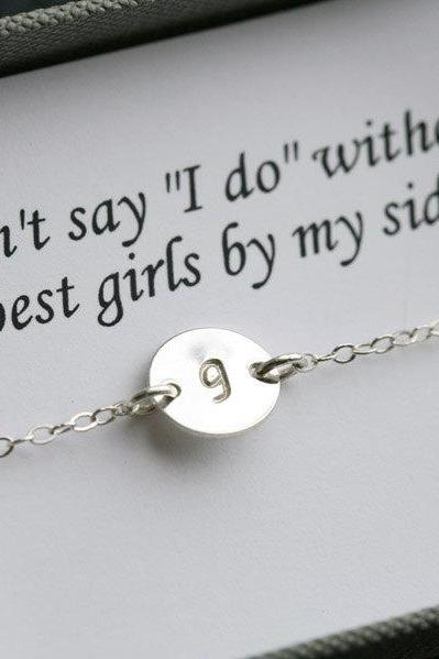 Bridesmaid gifts,Bridesmaid card,Thank you card with necklace,Silver ,Initial necklace for bridesmaid,Message card,be my bridesmaid