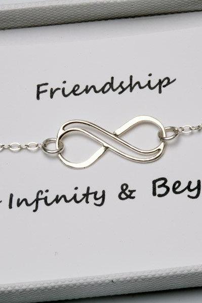Infinity Bracelet With Card,sterling Silver Bracelet,eternity Infinity Bracelet,bridesmaid Gifts,sisterhood,customize Birthstone,wedding