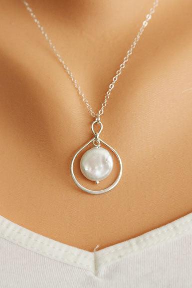 Infinity Necklace, Friends,bridesmaid Gifts,infinity Pearl Sterling Silver Necklace,pearl Necklace,sisterhood,graduation