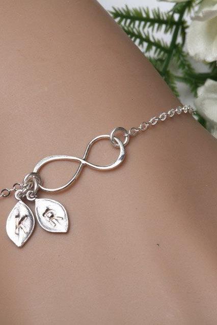 Infinity Bracelet, TWO Initials letter Bracelet, Personalized Infinity jewelry, Monogram Bracelet, Couple Monogram Jewelry